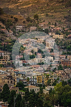 Scenic sight in Taormina, famous beautiful city