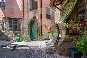 Scenic sight in the village of Civitella d`Agliano, Province of Viterbo, Lazio, Italy.