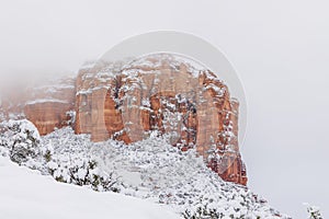 Scenic Snow Coverd Winter Landscape in Sedona Arizona
