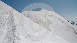 Scenic snowcapped Breithorn mountain ridge