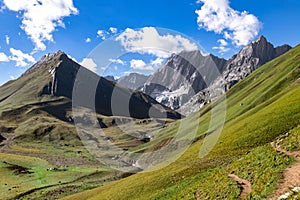 Scenic Sonamarg Hill Trek on a sunny day, Jammu and Kashmir, India