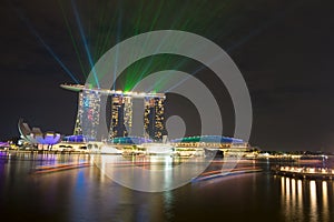 Scenic Spot of Marina Bay During Night With Long Explosure