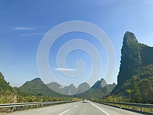 Scenic spots of Guilin on road