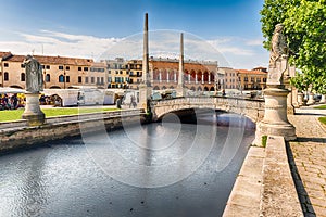 The scenic square of Prato della Valle in Padua, Italy