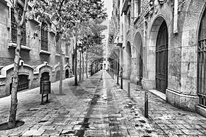 Scenic street in La Ribera district, Barcelona, Catalonia, Spain