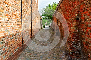 Scenic street view in the historic town Veere, Netherlands