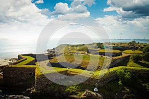 Scenic summer aerial view of Suomenlinna