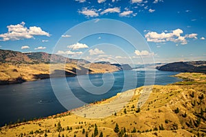 Summer panorama of the Kamloops lake in Canada