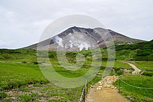 Scenic summer view around Asahidake mountain in Daisetsuzan National park, Hokkaido, Japan.