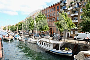 Scenic summer view of color buildings of Nyhavn in Copehnagen