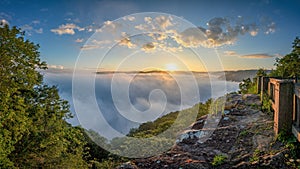 Scenic sunrise, New River Gorge, West Virginia photo