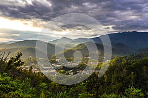 Scenic Sunrise Over Gatlinburg Tennessee Smoky Mountains