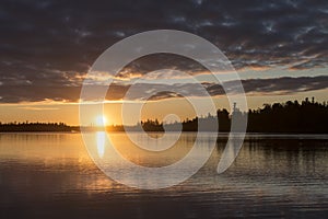 Scenic sunrise over a river in Siberia