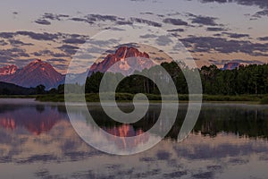 Scenic Sunrise Reflection Landscape in Summer in the Tetons