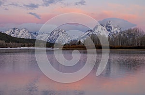 Scenic Sunrise Reflection Landscape of the Tetons in Spring