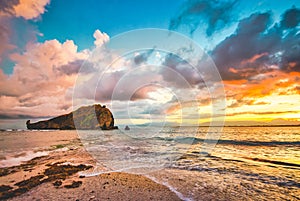 Scenic sunrise at the shore of Zambales, Philippines