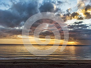 Scenic sunset above tropical beach