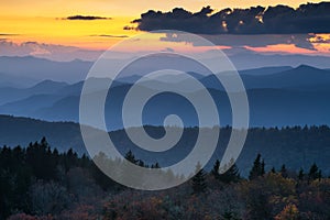 Scenic sunset, Blue Ridge Mountains, North Carolina