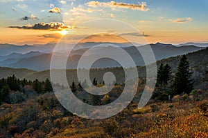 Scenic sunset, Blue Ridge Mountains, North Carolina