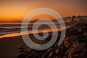 Scenic Sunset at California Rincon Beach