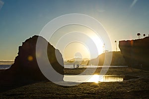 Scenic sunset at the cliffs of Pismo Beach in California, United States