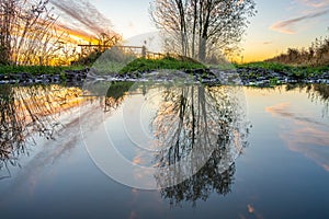 scenic sunset in the district Wesermarsch