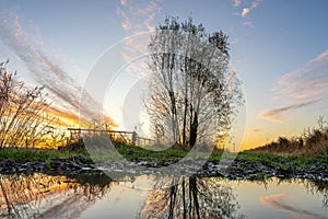 scenic sunset in the district Wesermarsch