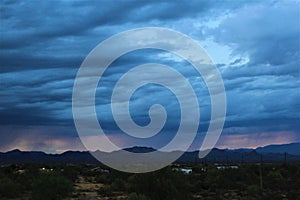 Scenic sunset landscape view of Rio Verde, Sonoran Desert, Maricopa County, Arizona