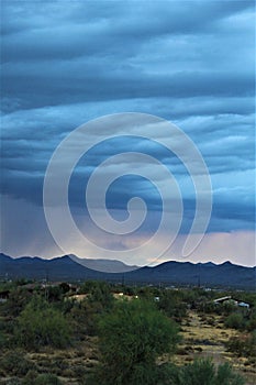 Scenic sunset landscape view of Rio Verde, Sonoran Desert, Maricopa County, Arizona