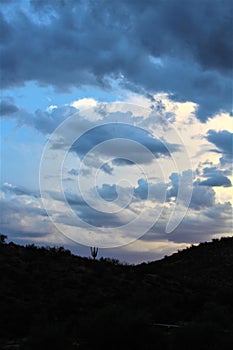 Scenic sunset landscape view of Rio Verde, Sonoran Desert, Maricopa County, Arizona
