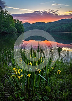 Scenic sunset, mountain lake, Kentucky