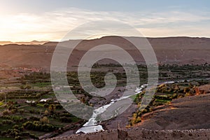 Scenic sunset over the Ait Ben Haddou valley