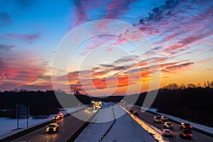 Scenic sunset over an expressway