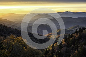 Scenic sunset over the Great Smoky Mountains photo