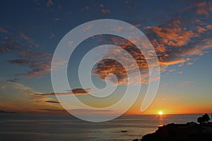 Scenic Sunset Over the Ocean, Palos Verdes Peninsula, Los Angeles, California