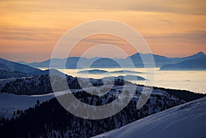 Scenic Sunset Over Schonfeld Ski Area