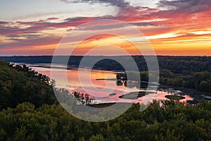 Scenic sunset overlooking the confluence of the Kinnickinnic and St. Croix rivers
