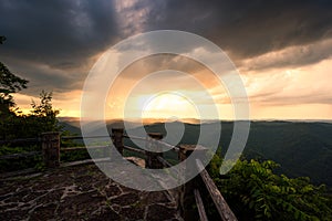 Scenic sunset, summer storm, Appalachian Mountains, Kingdom come state park, Kentucky