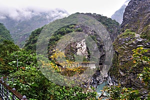 Scenic Taroko gorge with a tunnel