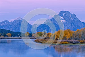 Scenic Teton Autumn Reflection at Sunrise