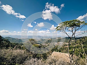 Scenic top view of mountain dry and hot felling in Norther of Thailand.