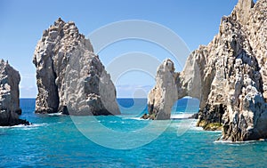 Scenic tourist destination Arch of Cabo San Lucas, El Arco, close to Playa Amantes, Lovers Beach known as Playa Del Amor photo