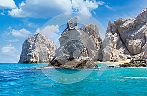 Scenic tourist destination Arch of Cabo San Lucas, El Arco, close to Playa Amantes, Lovers Beach known as Playa Del Amor photo