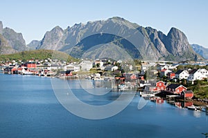 Scenic town of Reine on Lofoten islands in Norway