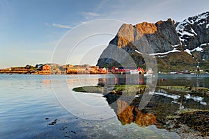 Scenic town of Reine on Lofoten islands in Norway