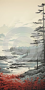 Scenic Tree Poster In Whistlerian Style
