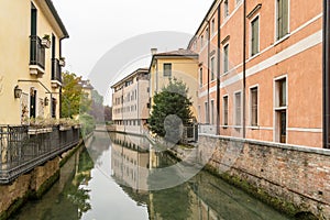 Scenic of treviso town with calnal scene