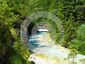 Scenic Trglavska Bistrica aline river in Vrata valley in Slovenia photo