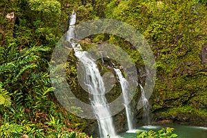 Scenic Triple Waterfall Near Hana Maui