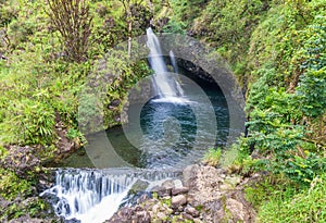 Scenic Tropical Maui Waterfall Near Hana